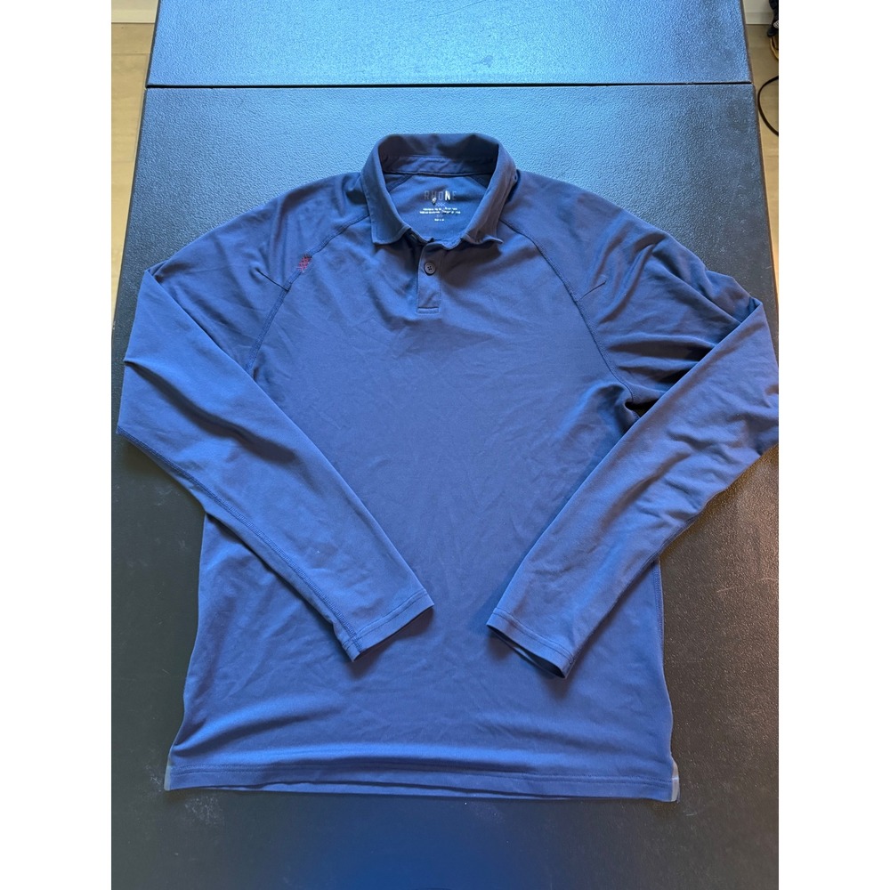 Rhone Mens Navy Blue Long Sleeve Polo Shirt Tencel Blend Style 100173 Size M